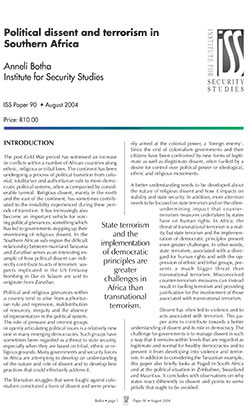 Political Dissent And Terrorism In Southern Africa Iss Africa